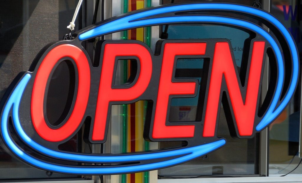 open sign, neon, bright